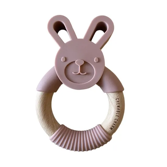 Chewable Charm Bunny Silicone   Wood Teether