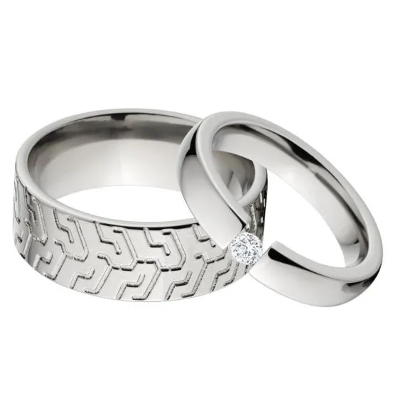 Couples Matching Titanium Ring Set, Titanium Ring Sets