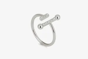 Crystal Music Bar Ring - Silver