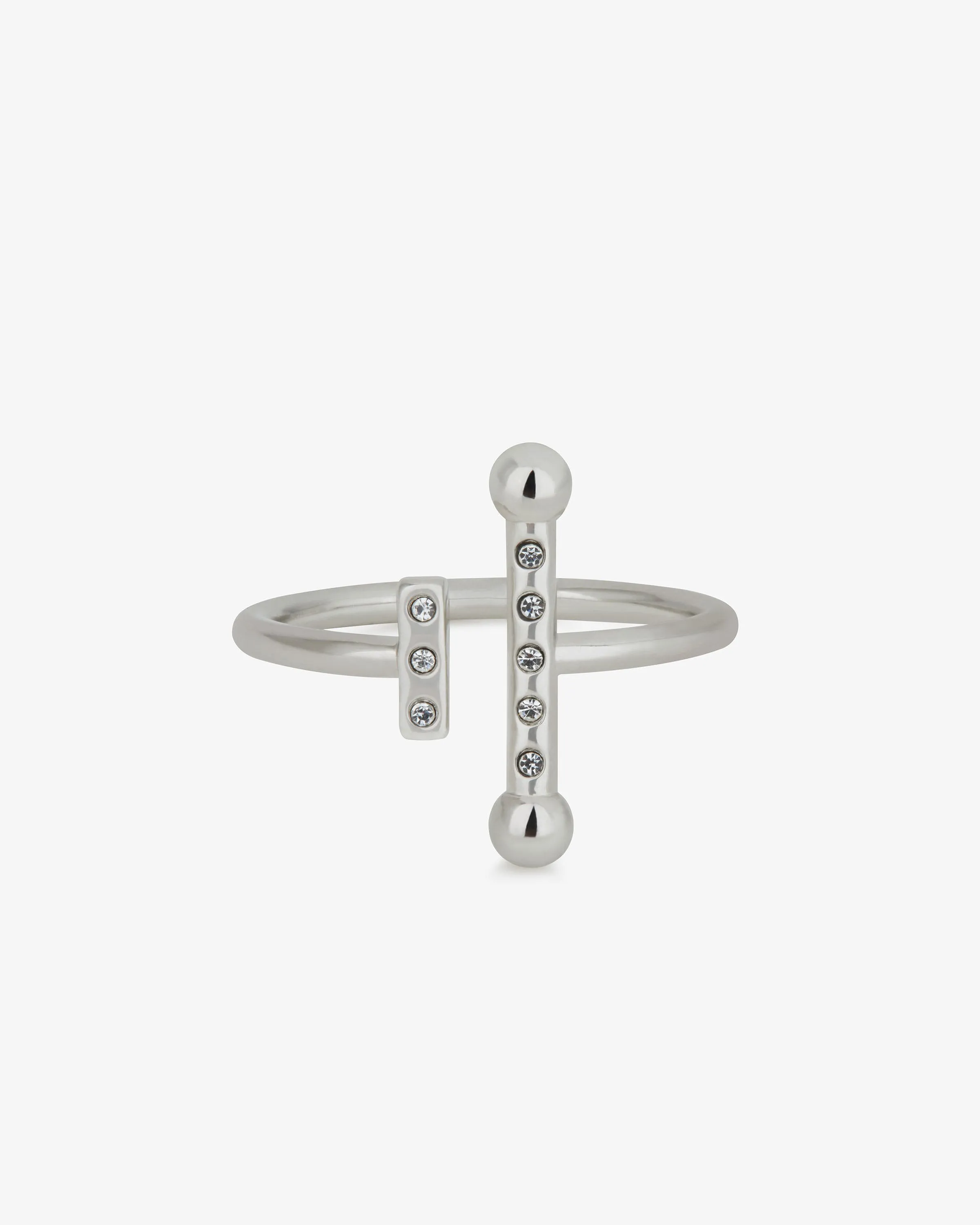 Crystal Music Bar Ring - Silver