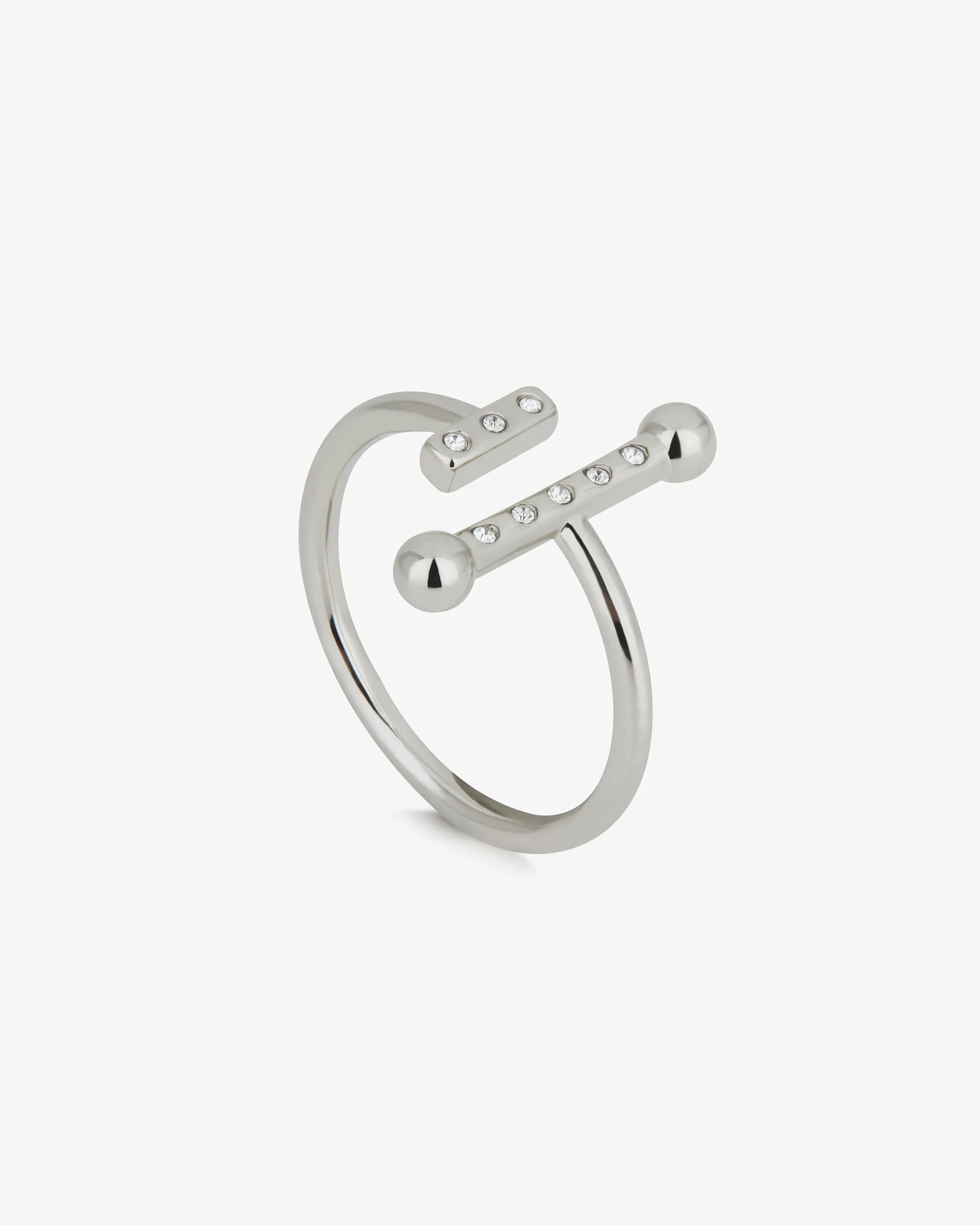 Crystal Music Bar Ring - Silver