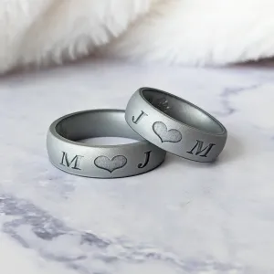 Custom Engraved Silicone Rings in Silver and More Colours