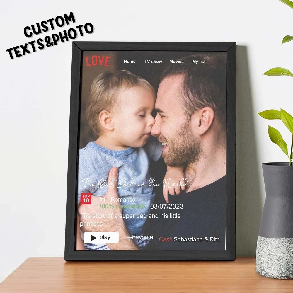 Custom Photo and Text Wooden Frame Trendy Daddy Poster Commemorative gift