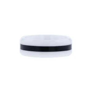 Dalton White and Black Ceramic Wedding Ring