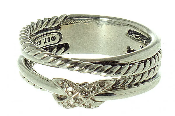 David Yurman Pave' Diamond Crossover X Ring