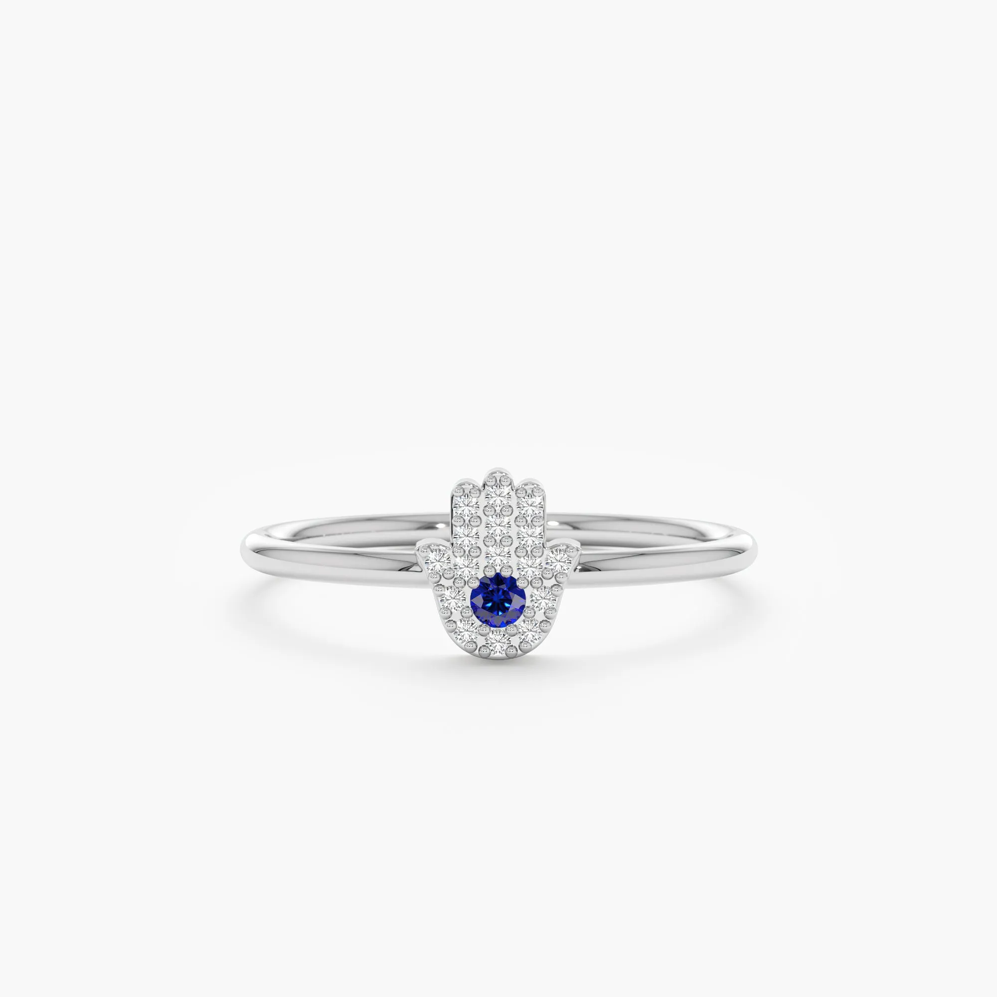 Diamond and Sapphire Hamsa Ring, Edina