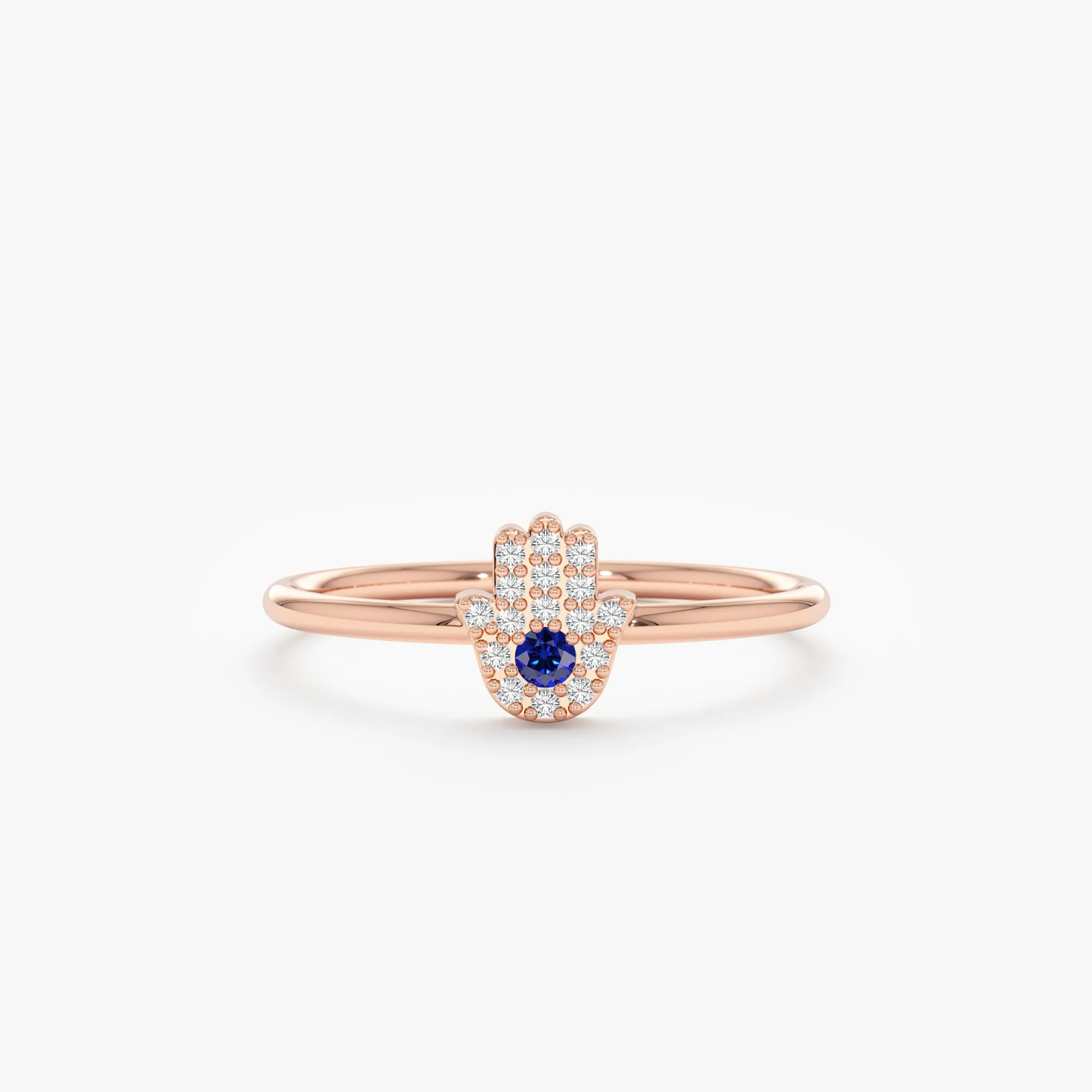 Diamond and Sapphire Hamsa Ring, Edina