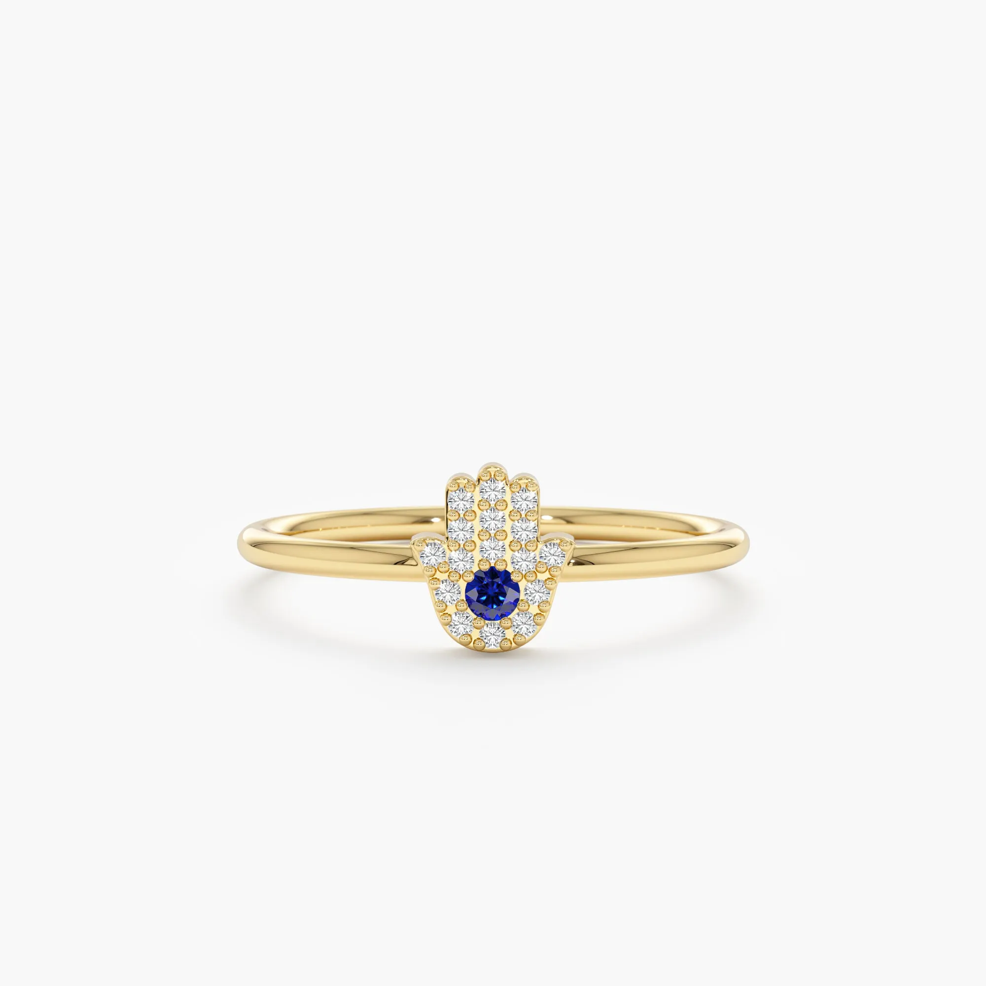 Diamond and Sapphire Hamsa Ring, Edina