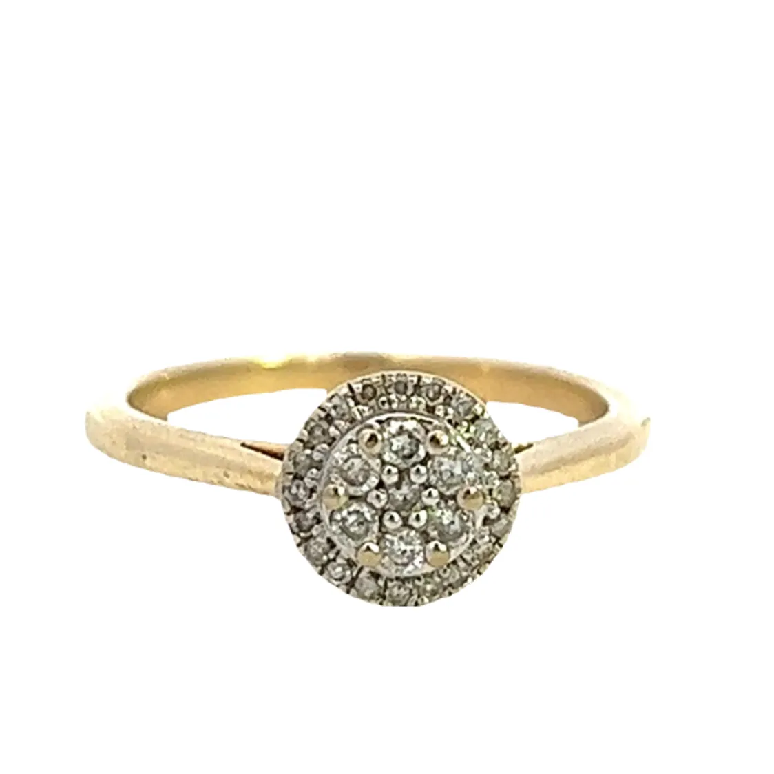 Diamond Cluster Ring set in 9ct Yellow and White Gold