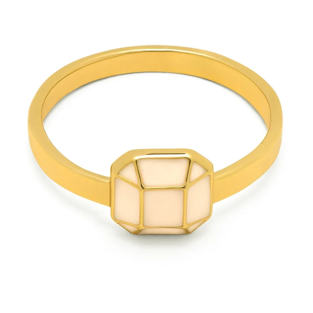 Diamond Ring Large gold plated - Buttercream