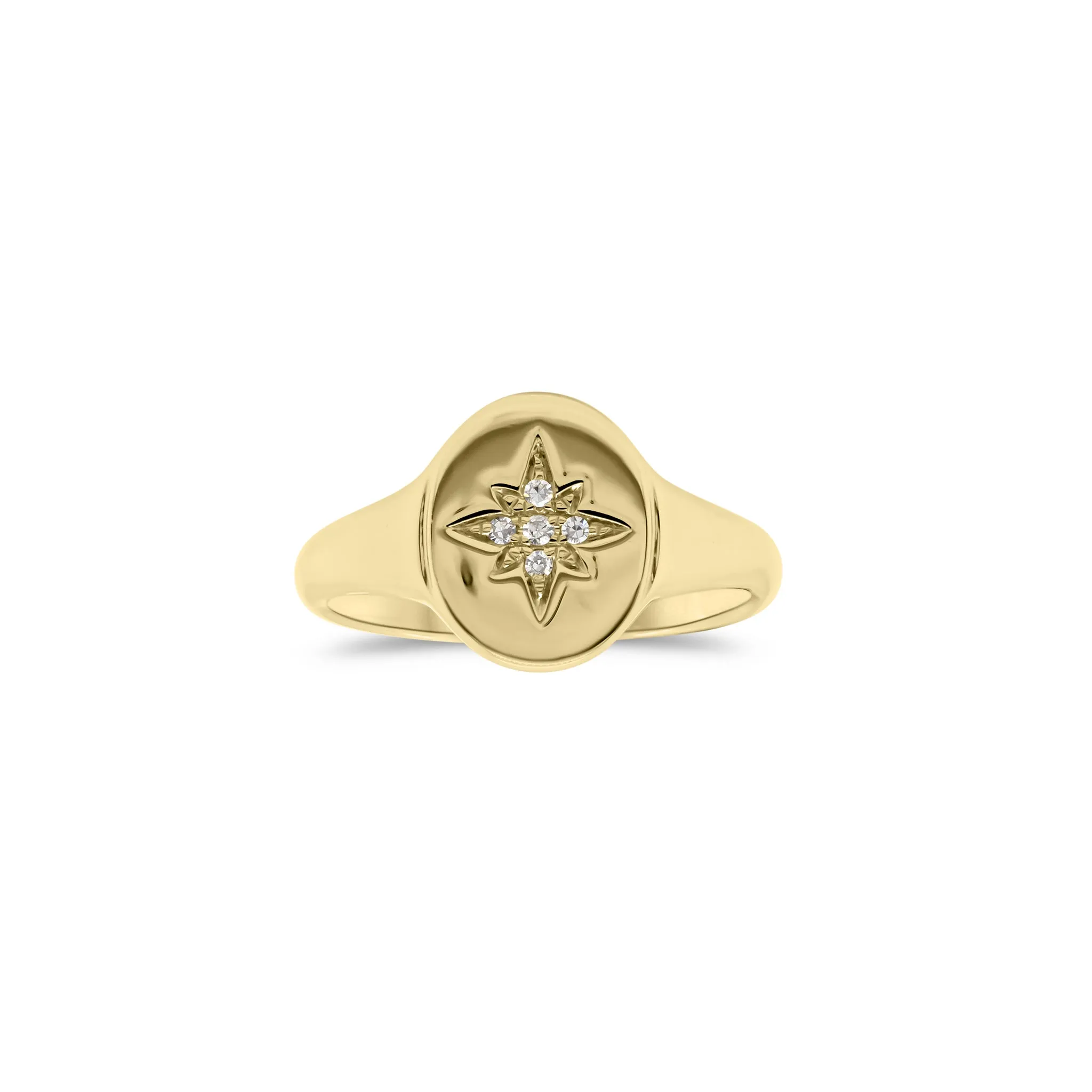 Diamond Starburst Signet Pinky Ring