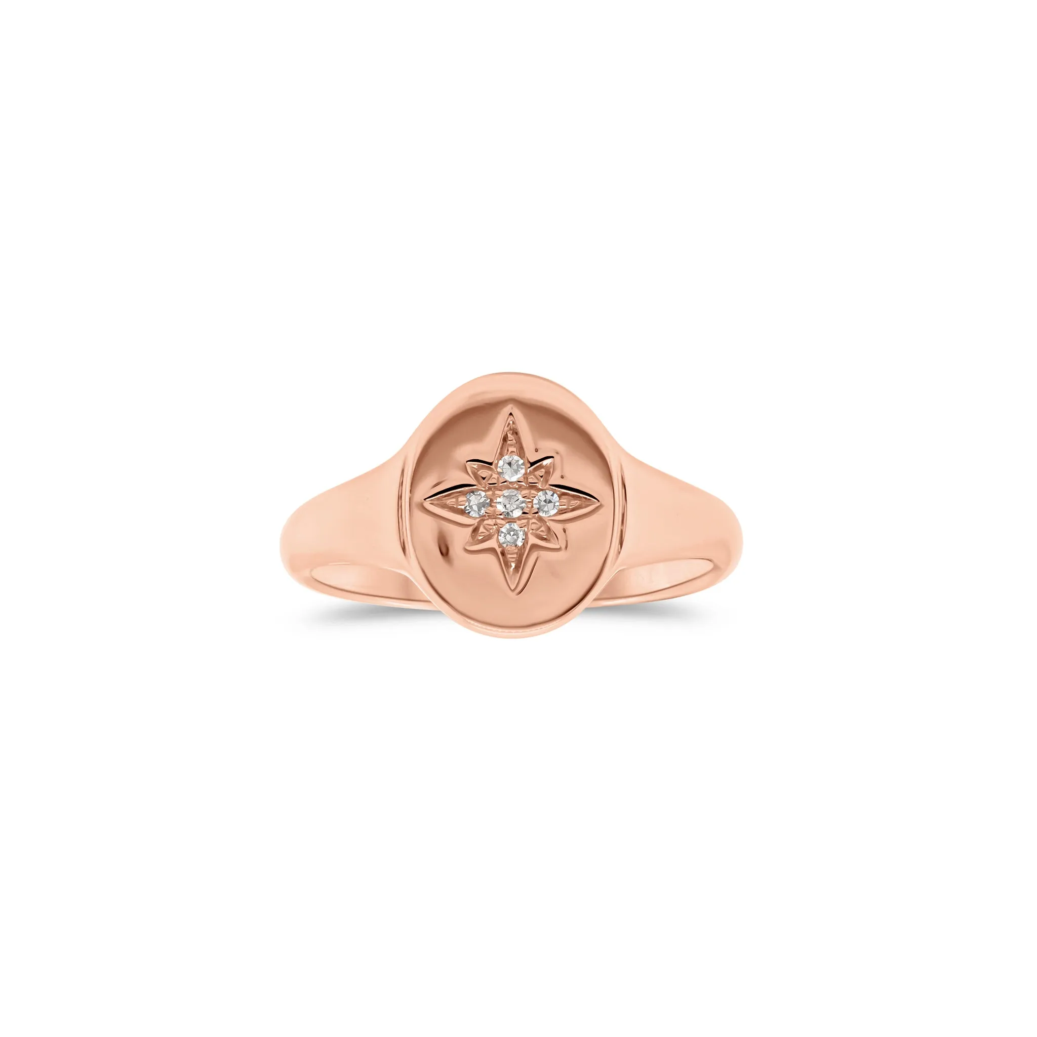 Diamond Starburst Signet Pinky Ring