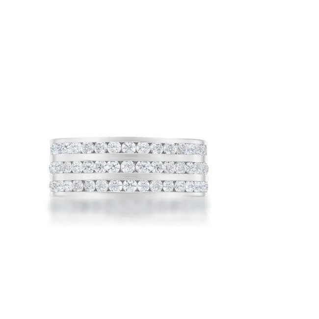 Dreya CZ Stainless Steel Rhodium Eternity Ring | 3ct | Stainless Steel