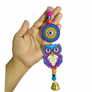 DT DECTONE Blue Evil Eye Hanging Pendant Decoration | Owl Design Lucky Hanging Ornament Amulet for Car | Nazar Battu Home and Office for Protection and Blessing