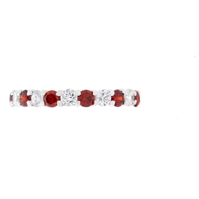 Elizabeth Garnet Red Eternity Stackable Ring | 4ct | Sterling Silver