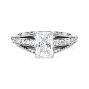 Emerald Cut Lab Grown Diamond Side Stone Ring