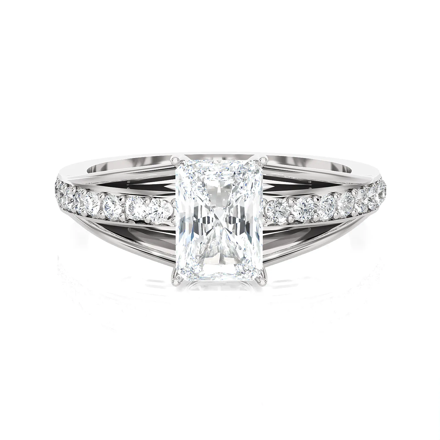 Emerald Cut Lab Grown Diamond Side Stone Ring