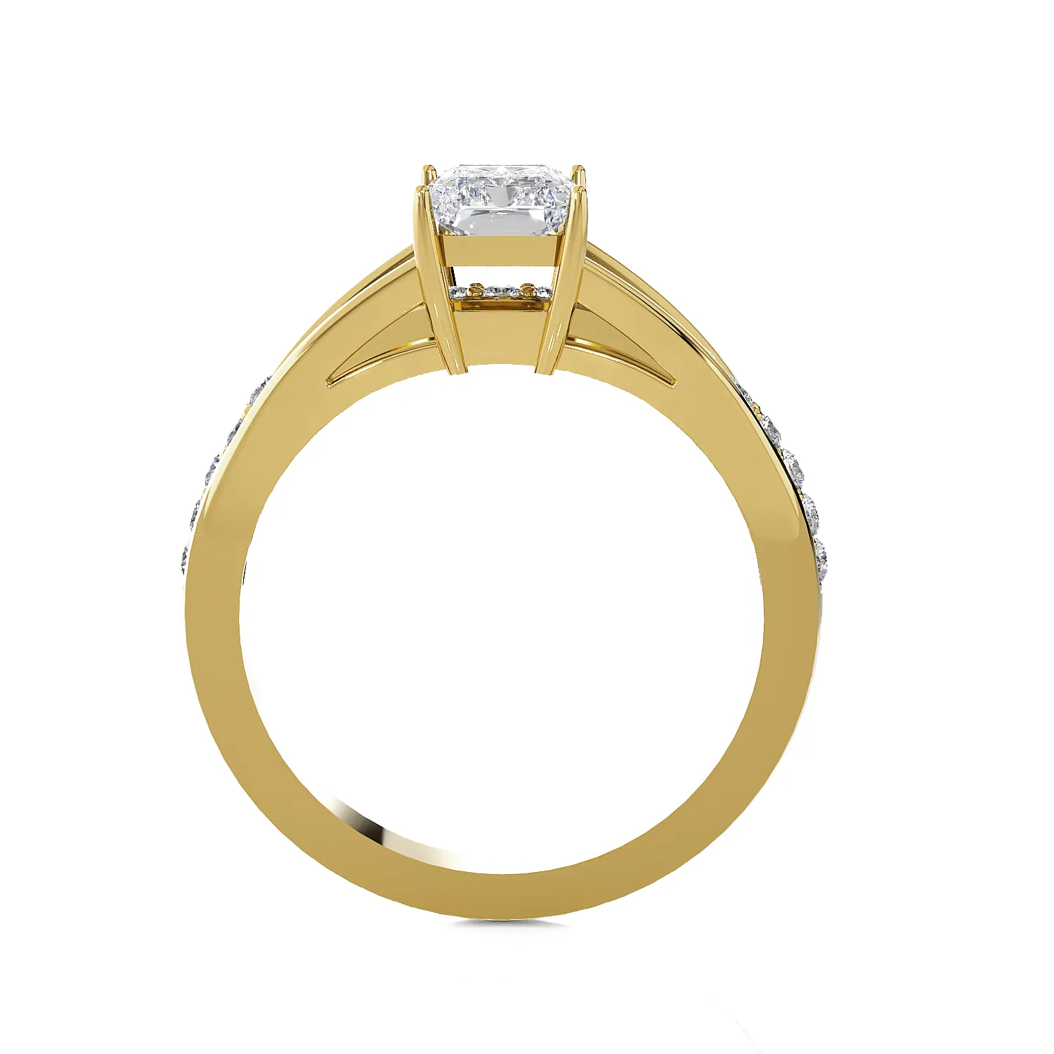 Emerald Cut Lab Grown Diamond Side Stone Ring