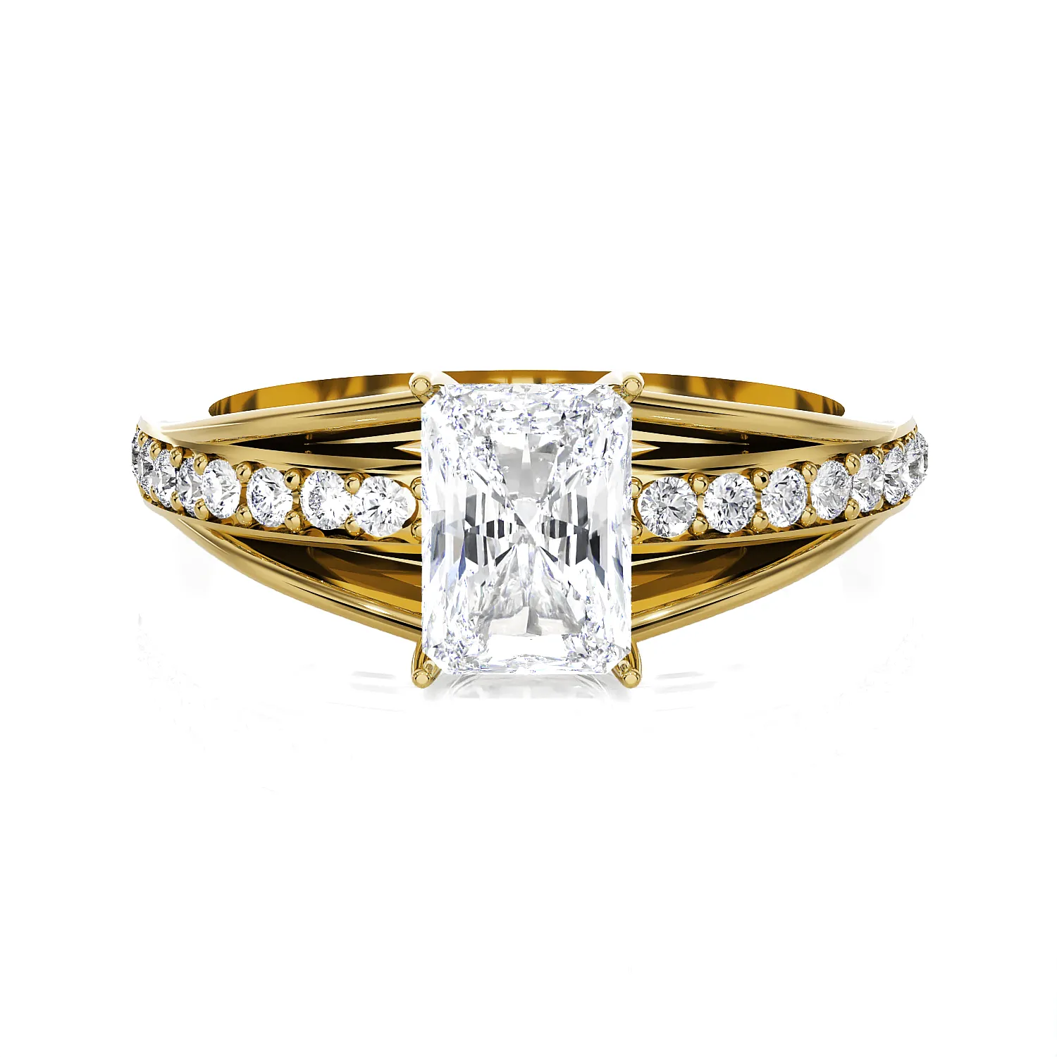 Emerald Cut Lab Grown Diamond Side Stone Ring