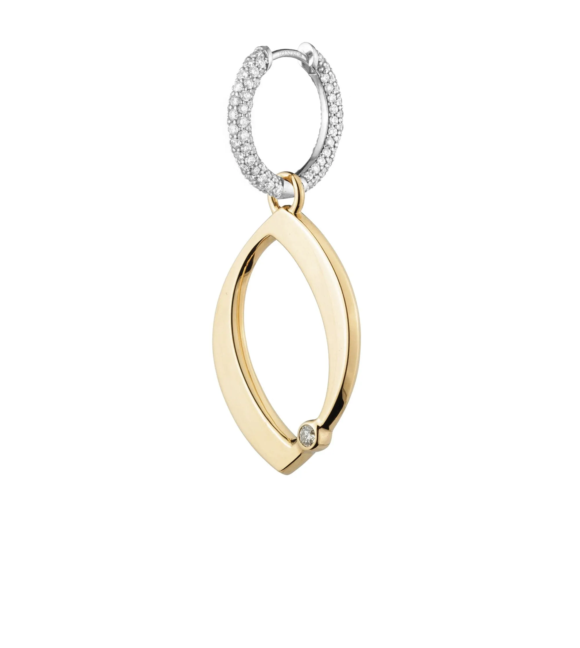 Engravable Number 0 : Oversized Small Diamond Pave Chubby Ear Hoop