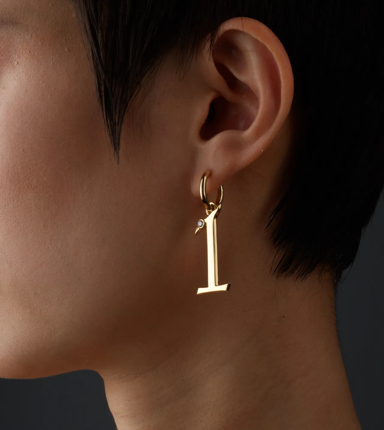 Engravable Number 1 : Oversized Small Chubby Ear Hoop