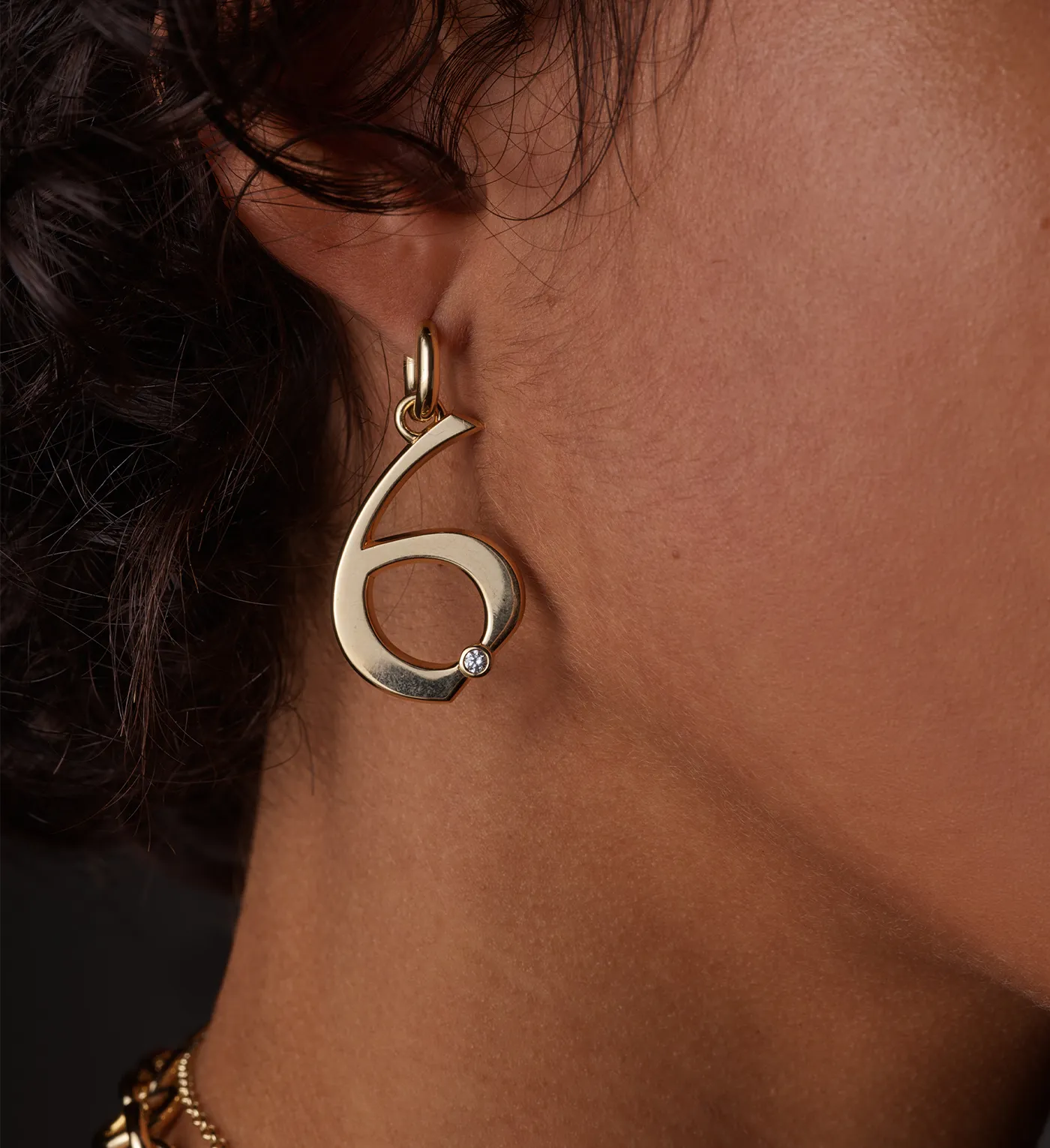 Engravable Number 3 : Oversized Small Chubby Ear Hoop