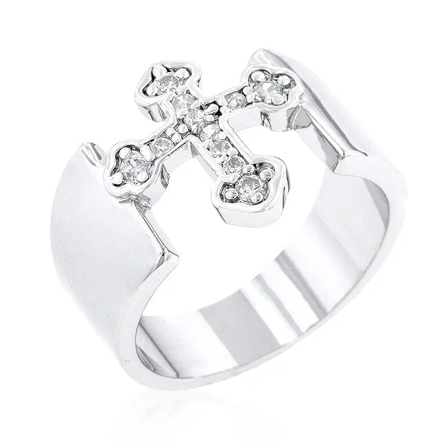 Faith Gold Cross Band Ring | 0.5ct