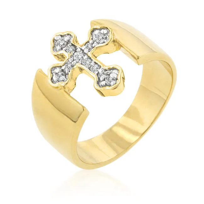 Faith Gold Cross Band Ring | 0.5ct