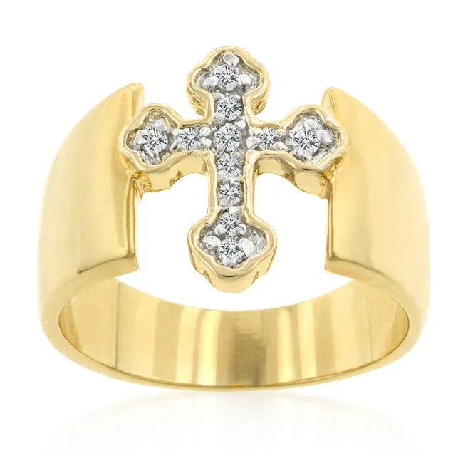 Faith Gold Cross Band Ring | 0.5ct