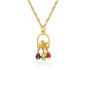 Golden The Best Nest - Mama Bird Charm Necklace