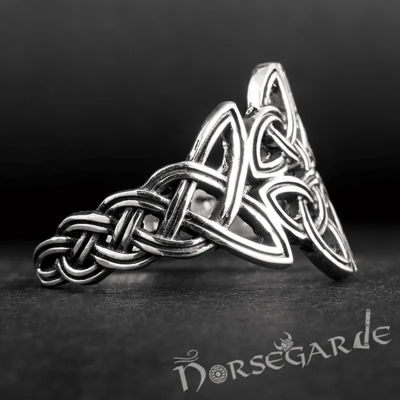 Handcrafted Large Celtic Knot Ring - Sterling Silver