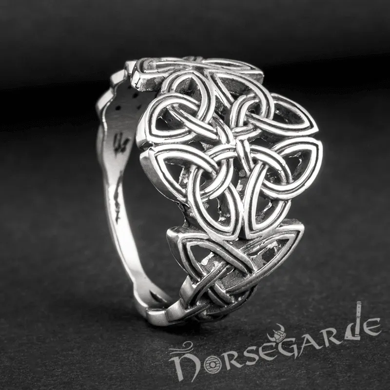 Handcrafted Large Celtic Knot Ring - Sterling Silver