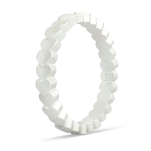 Heart Stackable Silicone Ring - Metallic Pearl