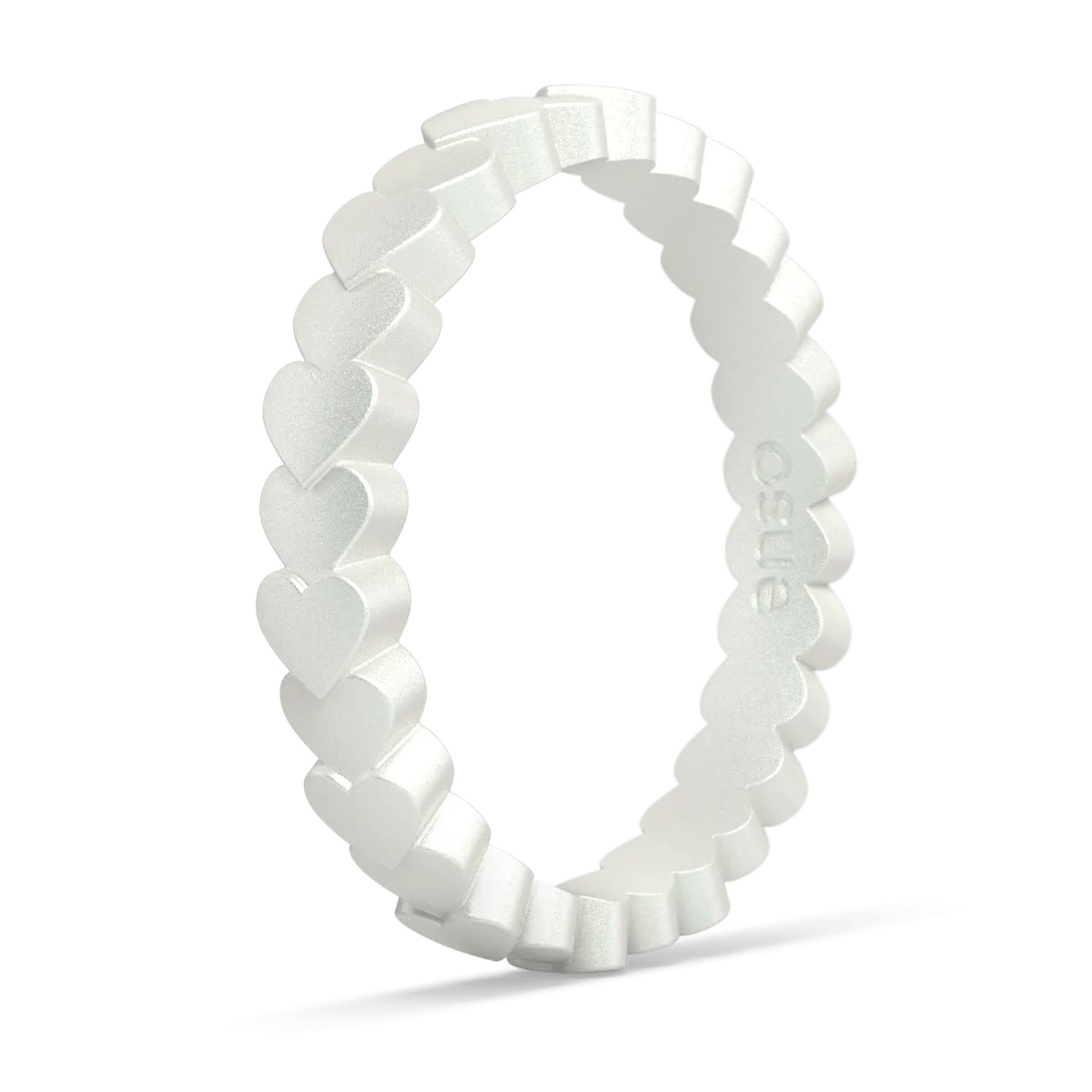 Heart Stackable Silicone Ring - Metallic Pearl