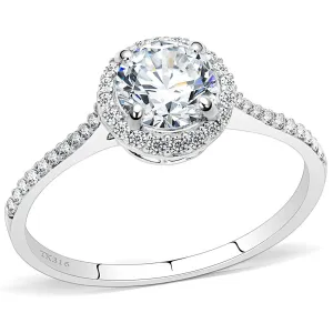 High polished (no plating) Stainless Steel Ring with AAA Grade CZ in Clear for Women Style DA022