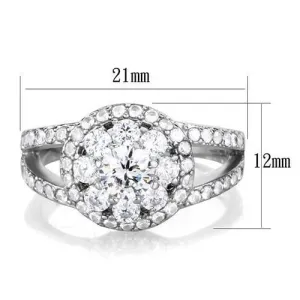 High polished (no plating) Stainless Steel Ring with AAA Grade CZ in Clear for Women Style TK1855