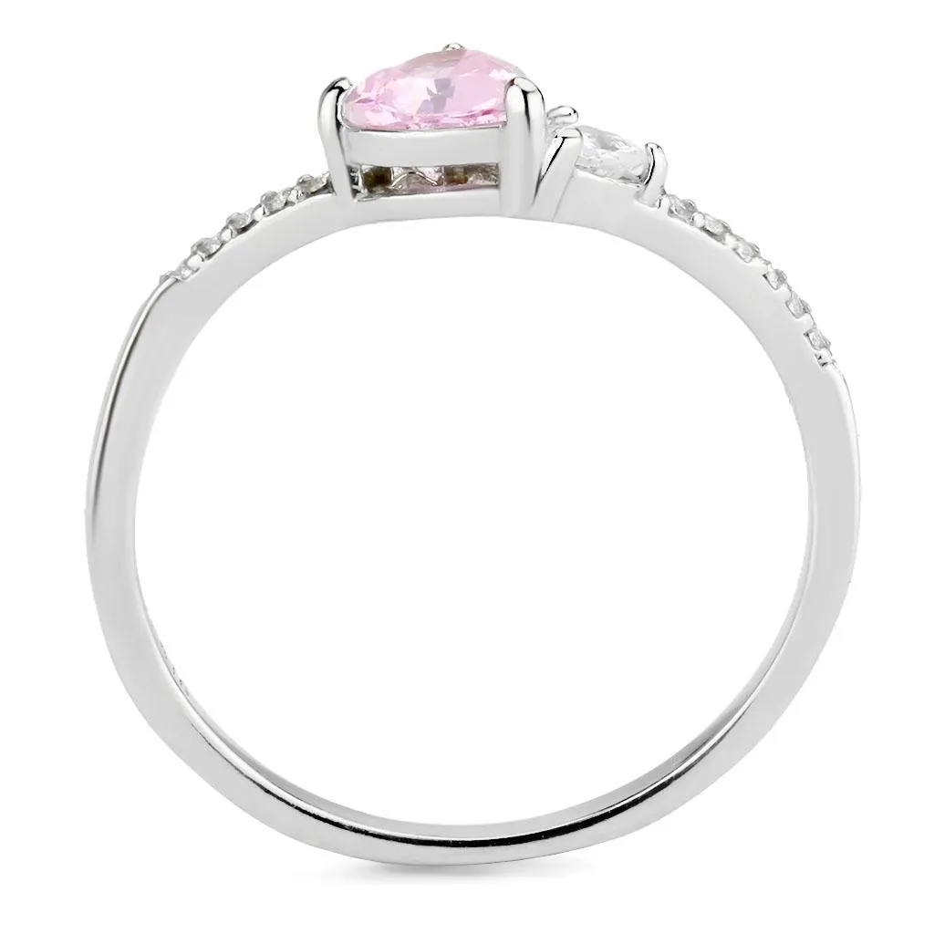 High polished (no plating) Stainless Steel Ring with AAA Grade CZ in Rose for Women Style DA384