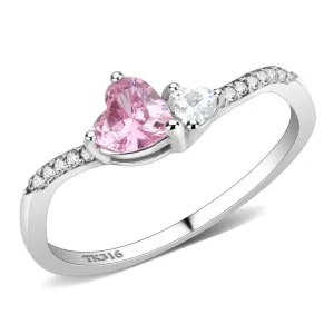 High polished (no plating) Stainless Steel Ring with AAA Grade CZ in Rose for Women Style DA384