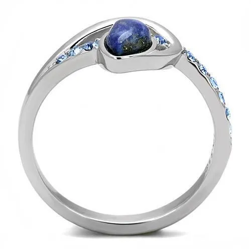 High polished (no plating) Stainless Steel Ring with Semi-Precious Snowflake Obsidian in Montana for Women Style TK3210