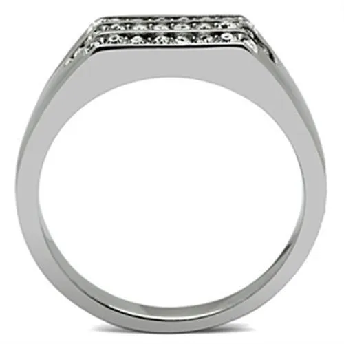 High polished (no plating) Stainless Steel Ring with Top Grade Crystal in Clear for Women Style TK375