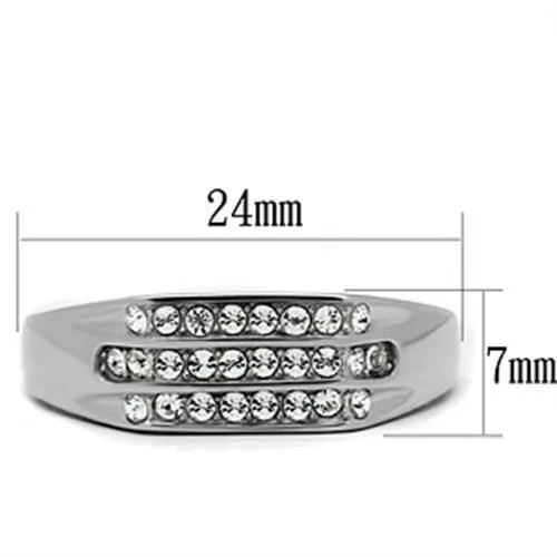 High polished (no plating) Stainless Steel Ring with Top Grade Crystal in Clear for Women Style TK375