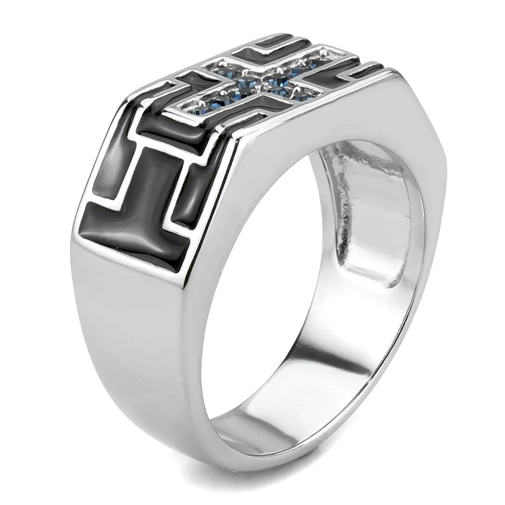 High polished (no plating) Stainless Steel Ring with Top Grade Crystal in Montana for Women Style TK3623