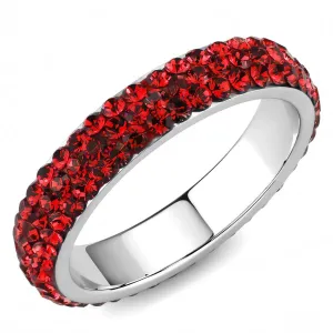 High polished (no plating) Stainless Steel Ring with Top Grade Crystal in Siam for Women Style TK3536