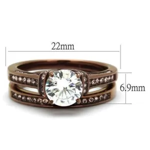 IP Coffee light Stainless Steel Ring with AAA Grade CZ in Clear for Women Style TK1919LC