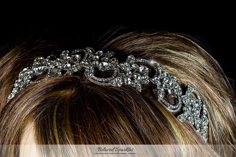 Jorgina Swirl Romance Silver Headband | Swarovski Crystal