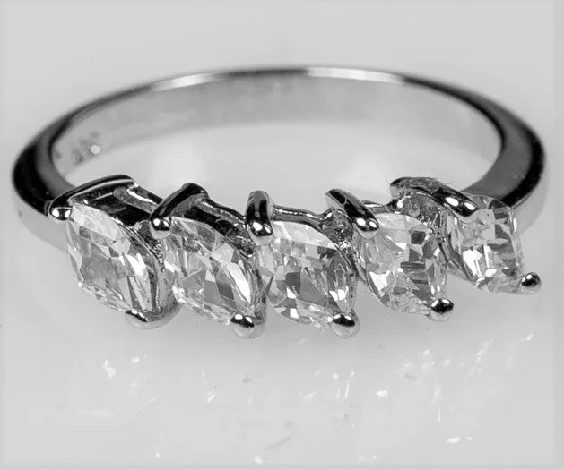 Julian Classic 5 Stone Marquise Ring | 1.2ct | Cubic Zirconia | Sterling Silver