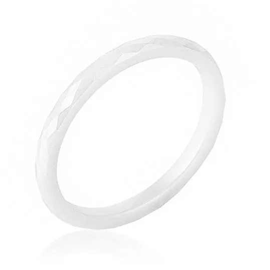 Keita White Ceramic Stackable Band Ring