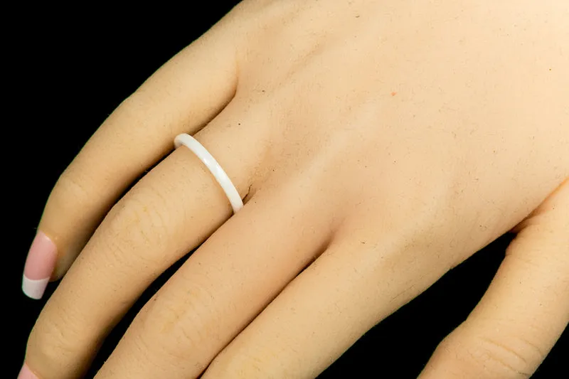 Keita White Ceramic Stackable Band Ring