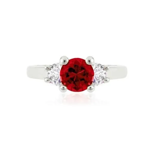 Leana Ruby Three Stone CZ Ring | 1.8ct