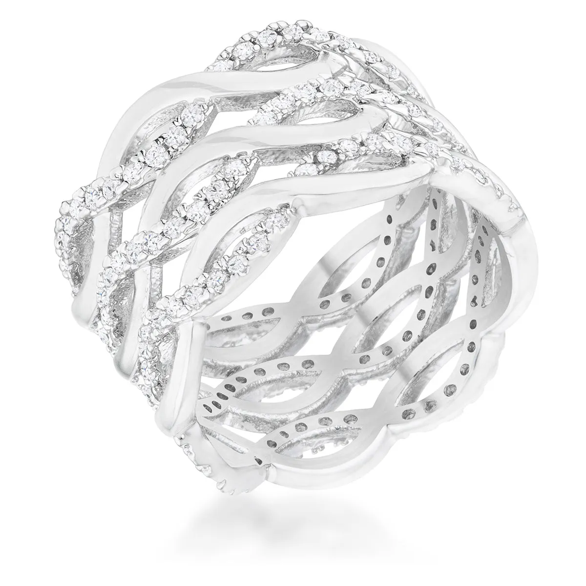 Luba Contemporary CZ Twist Wide Band Ring | 0.88ct